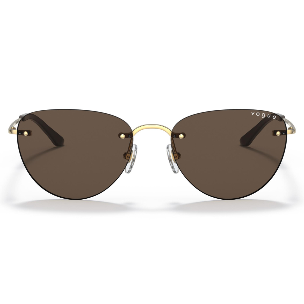 "Vogue 4205S 412614 cat eye rimless sunglasses for women lightweight stylish brown eyewear at Optorium"