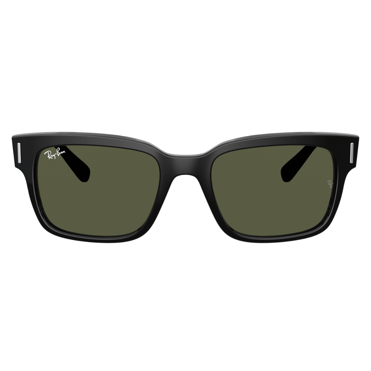 "Stylish Jeffrey Sunglass by Ray-Ban in shiny black, perfect for men seeking square frames, available at Optorium."