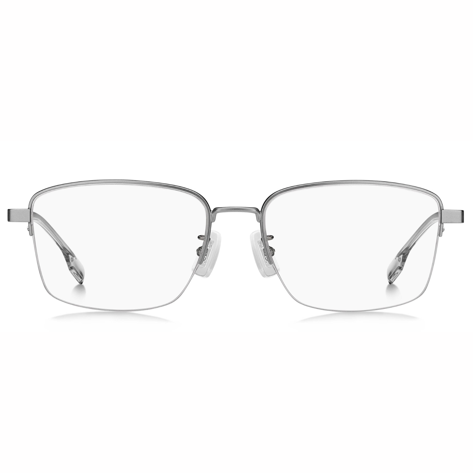 "Boss 1474 women’s half-rim eyeglasses with sleek silver metal frame online at Optorium."