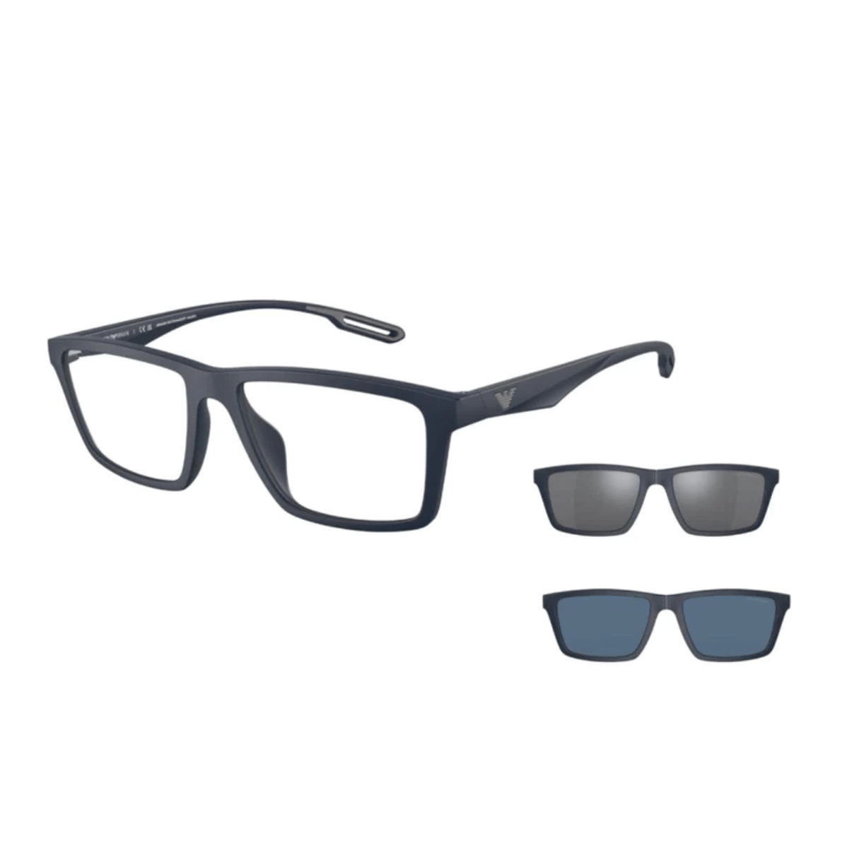 "Lightweight and stylish Emporio Armani 4189U 50171W rectangle clip-on men's sunglasses available at Optorium"