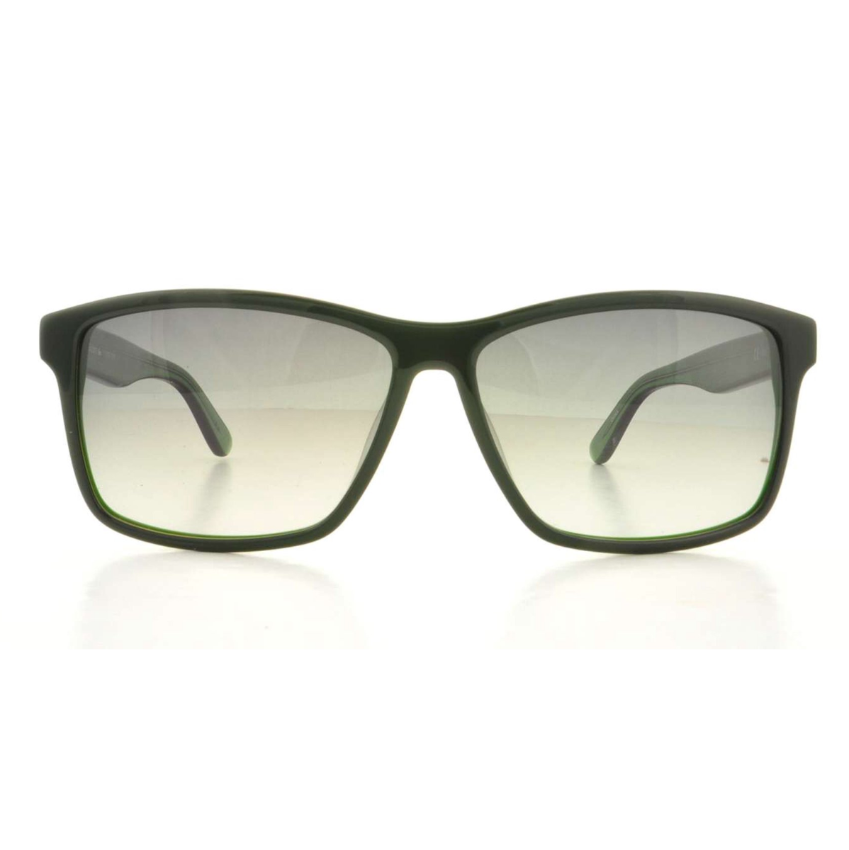 "Lacoste 705 Square Sunglasses: Stylish eyewear for men and women at Optorium. Non-polarized, light grey gradient lens with trendy green temple. Shop now!"