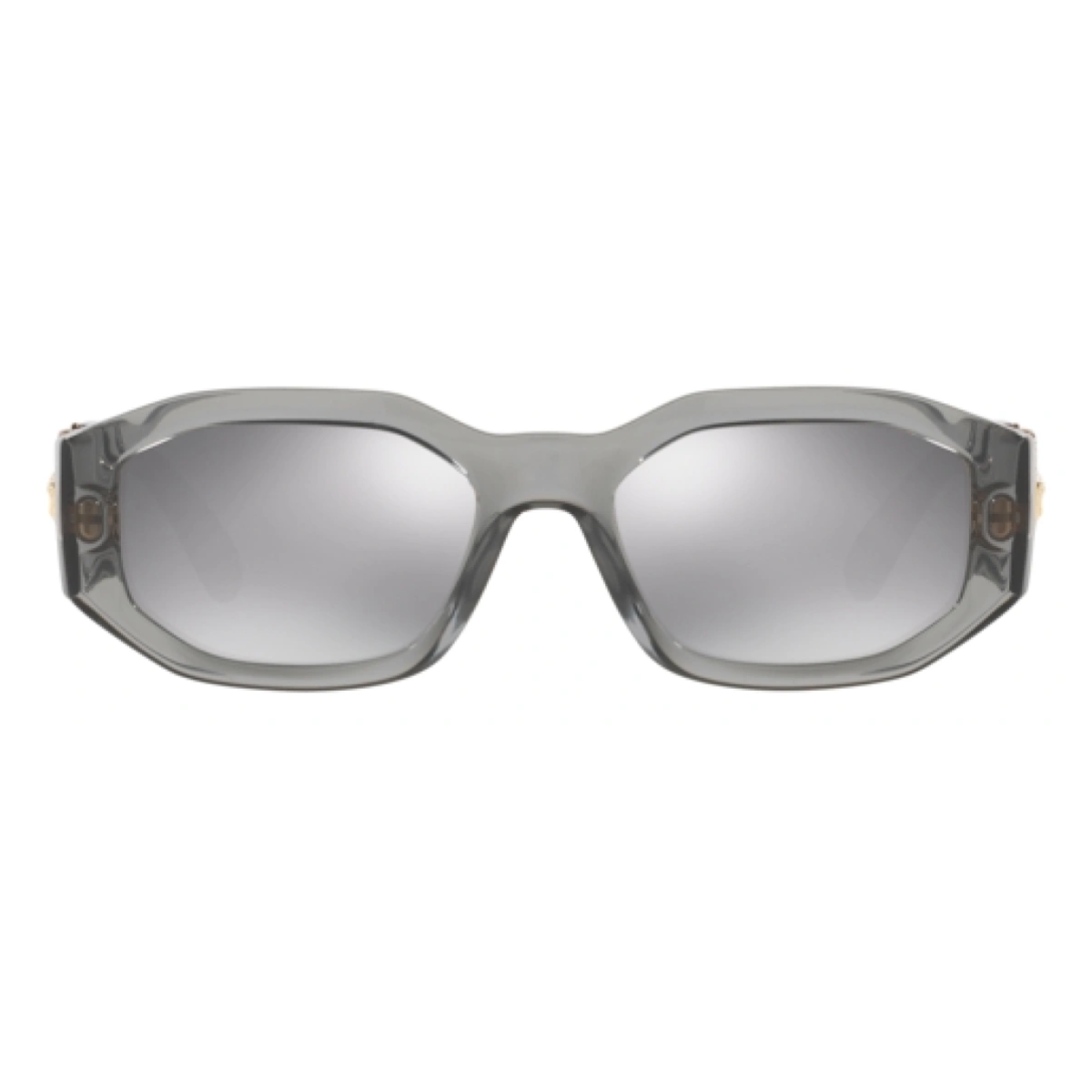 "Stylish Versace 4361 311/6G Square Sunglasses for Men and Women at Optorium. Light grey mirror lenses, non-polarized, high-quality materials. at optorium"