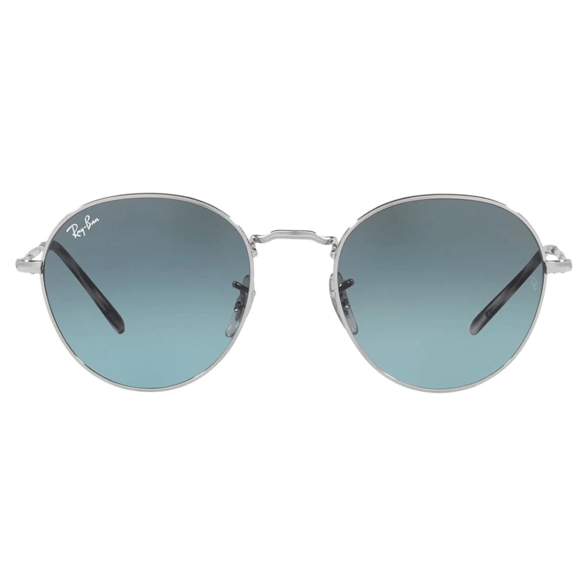 "Rayban RB3582 Sunglass: Phantos shaped sunglass with polished silver frame and Rayban blue shades, available at Optorium. Perfect for both men and women. Elevate your Rayban eyewear collection with this stylish sunglass."