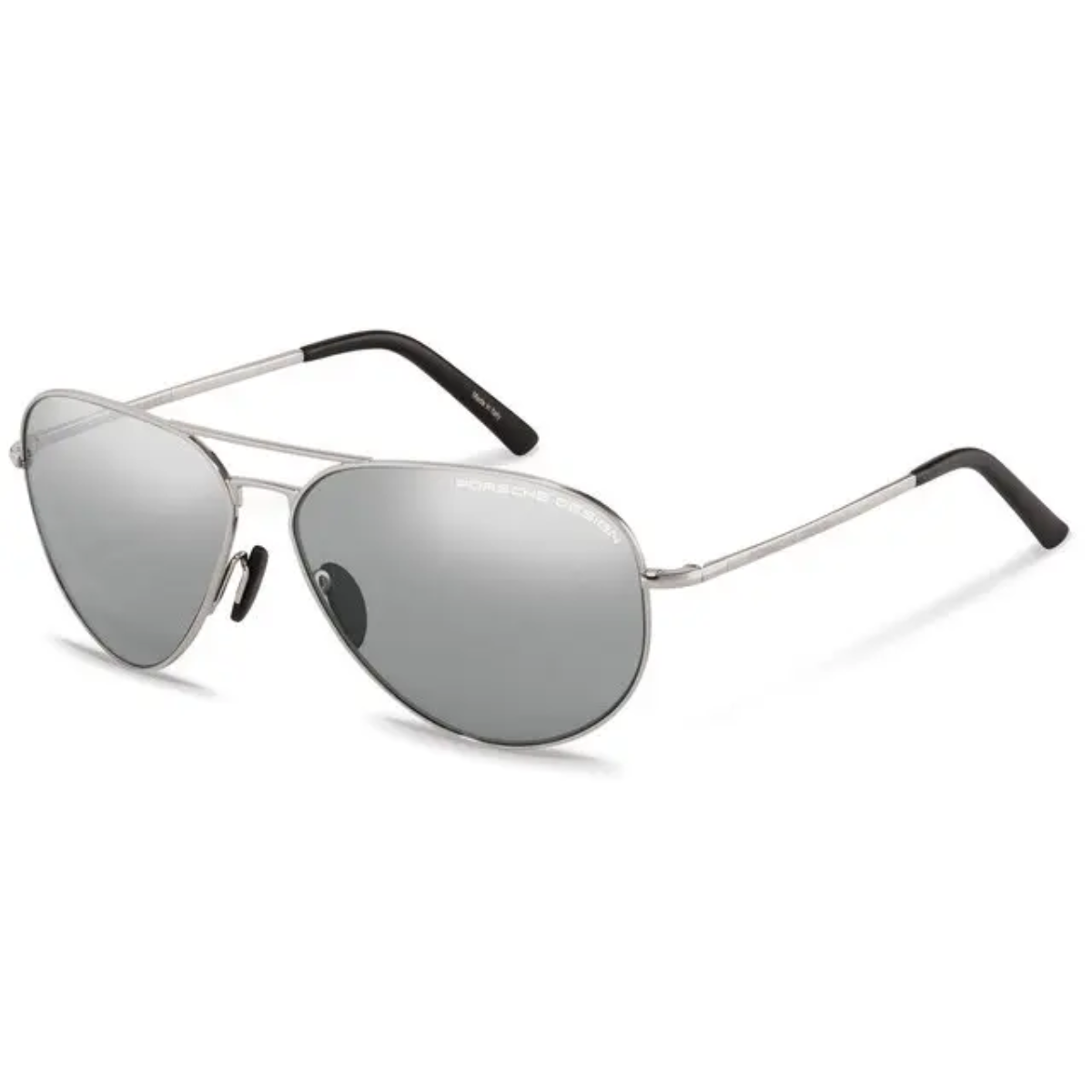 "Elevate your style with Porsche Design P8508 Sunglasses - Aviator shape, mirror grey lenses, sleek silver and black temples. Non-polarized for clarity optorium"