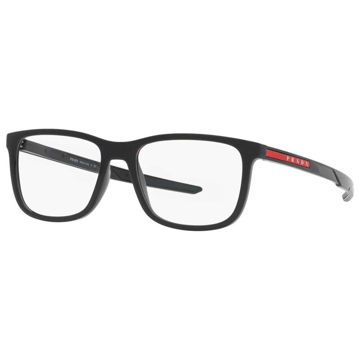 Stylish Prada eyeglasses frame VPS 07R 1AB-1O1, lightweight black rectangle frame. Shop now at Optorium.