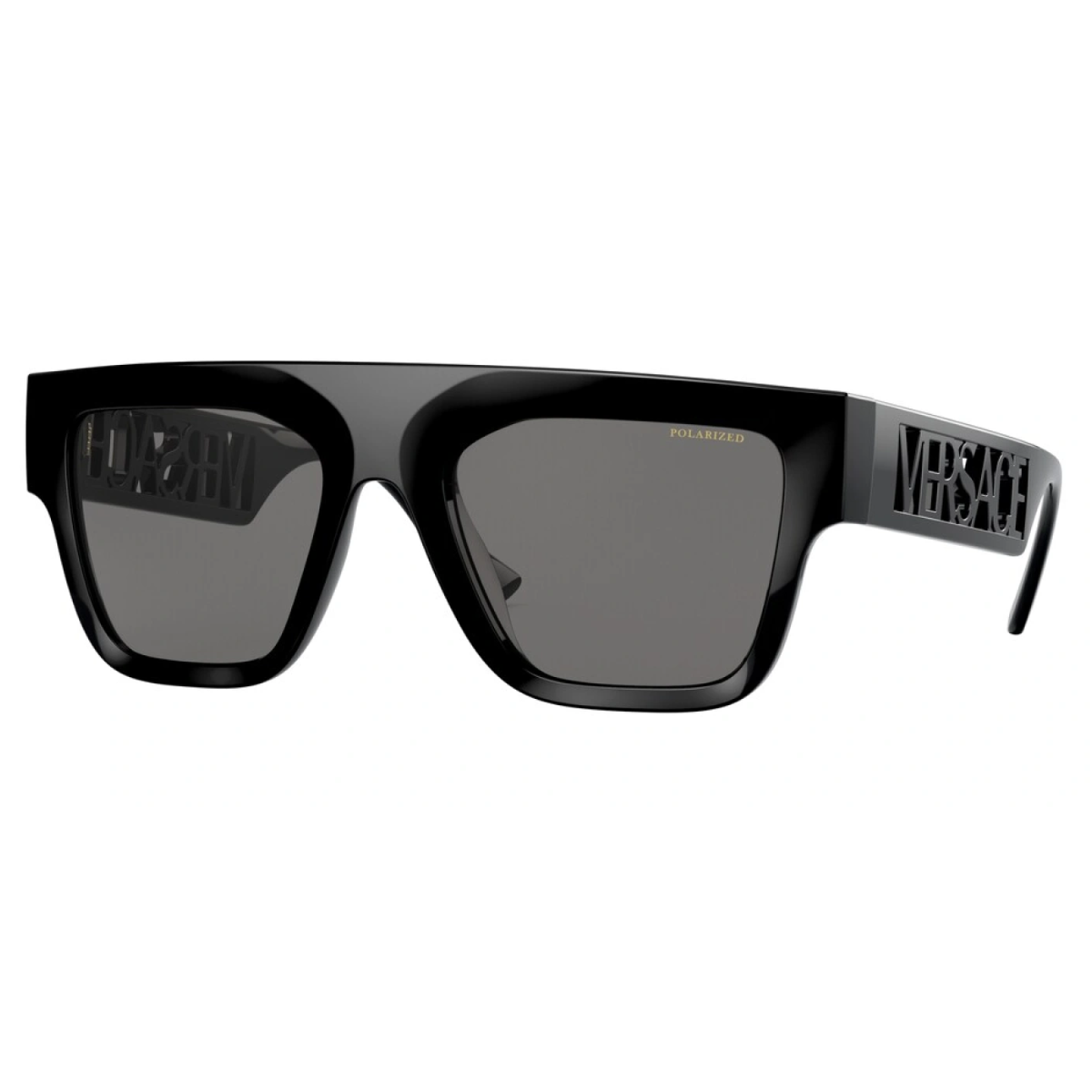 ""Get the latest Versace 4361 GB1/87 sunglasses at Optorium. Black and gold frame, grey lenses. Shop now for high-end designer sunglasses." OPTORIUM"