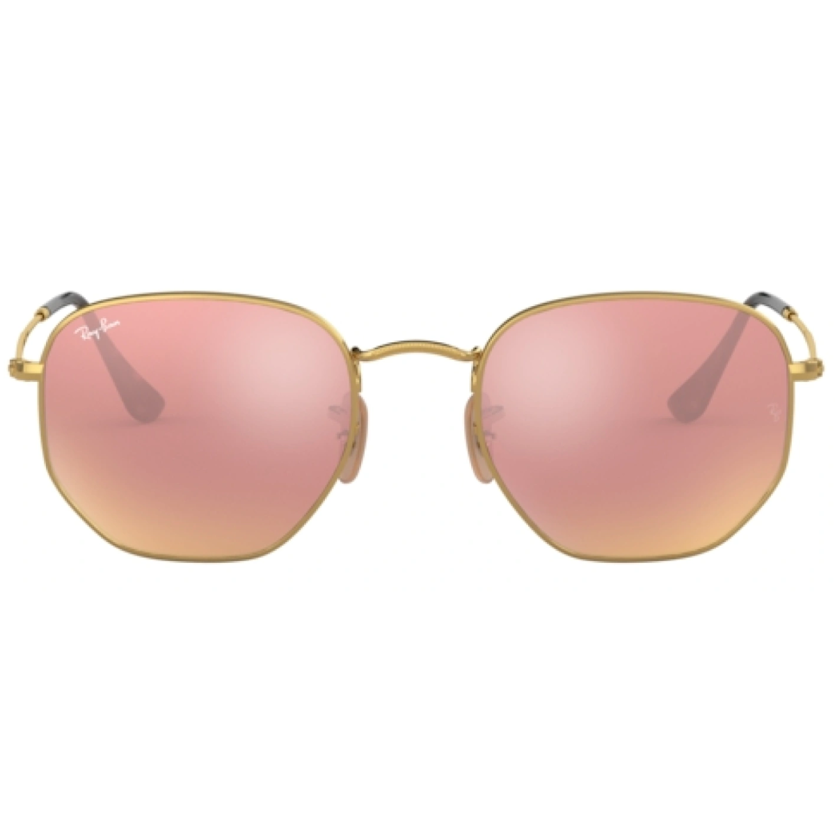 Rayban 3548 sunglasses with gold frame and blue gradient lenses.