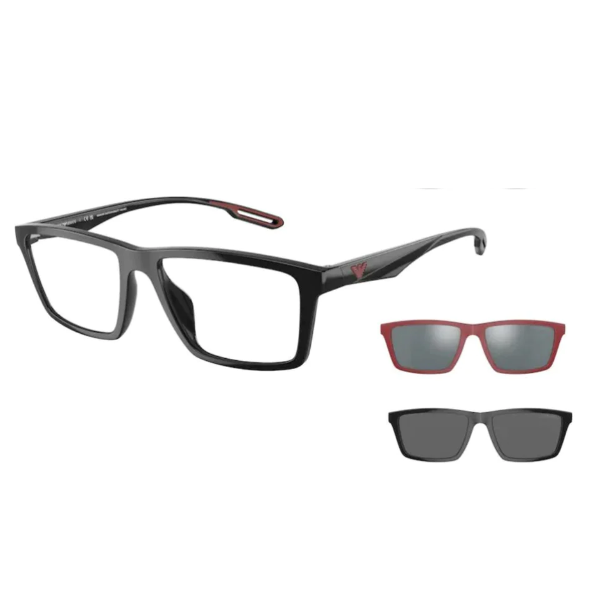 ""Shop Emporio Armani 4189U 50171W men's rectangle clip-on sunglasses - stylish and lightweight at Optorium"