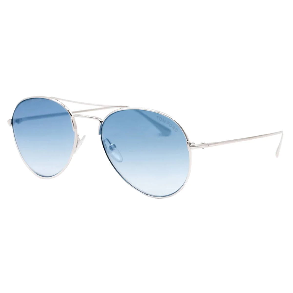 "Fashion-forward look with Tom Ford 551 aviator sunglasses, highlighting their full-frame design and blue gradient lenses, perfect for enhancing any outfit with a touch of sophistication."