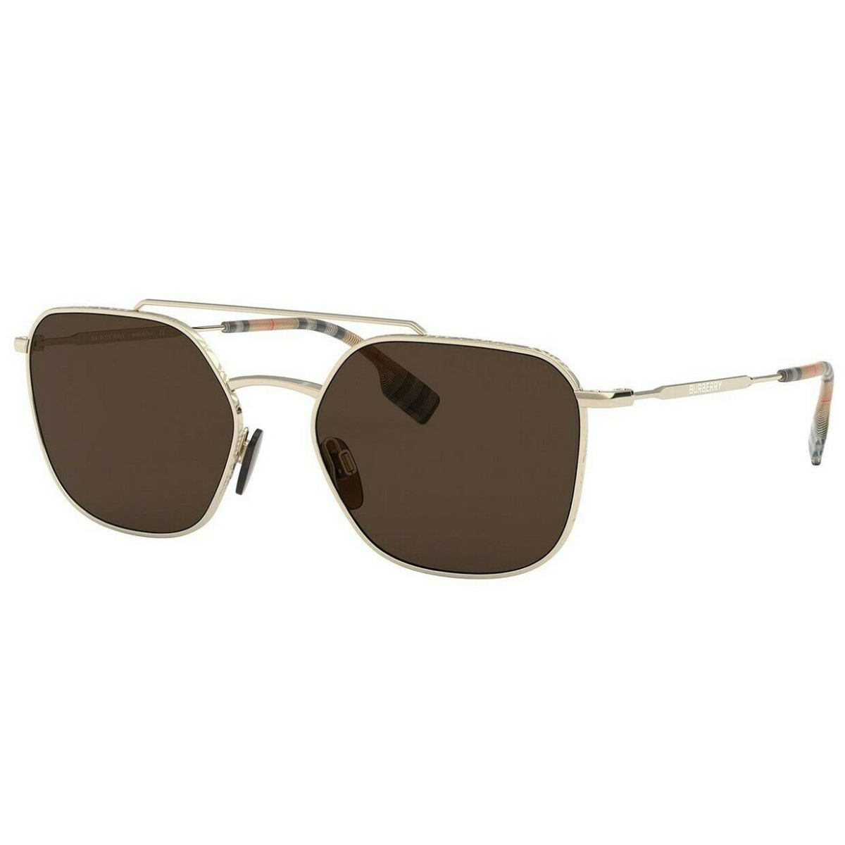 "Man and woman wearing high-end Burberry 3107 sunglasses from Optorium, exuding style."