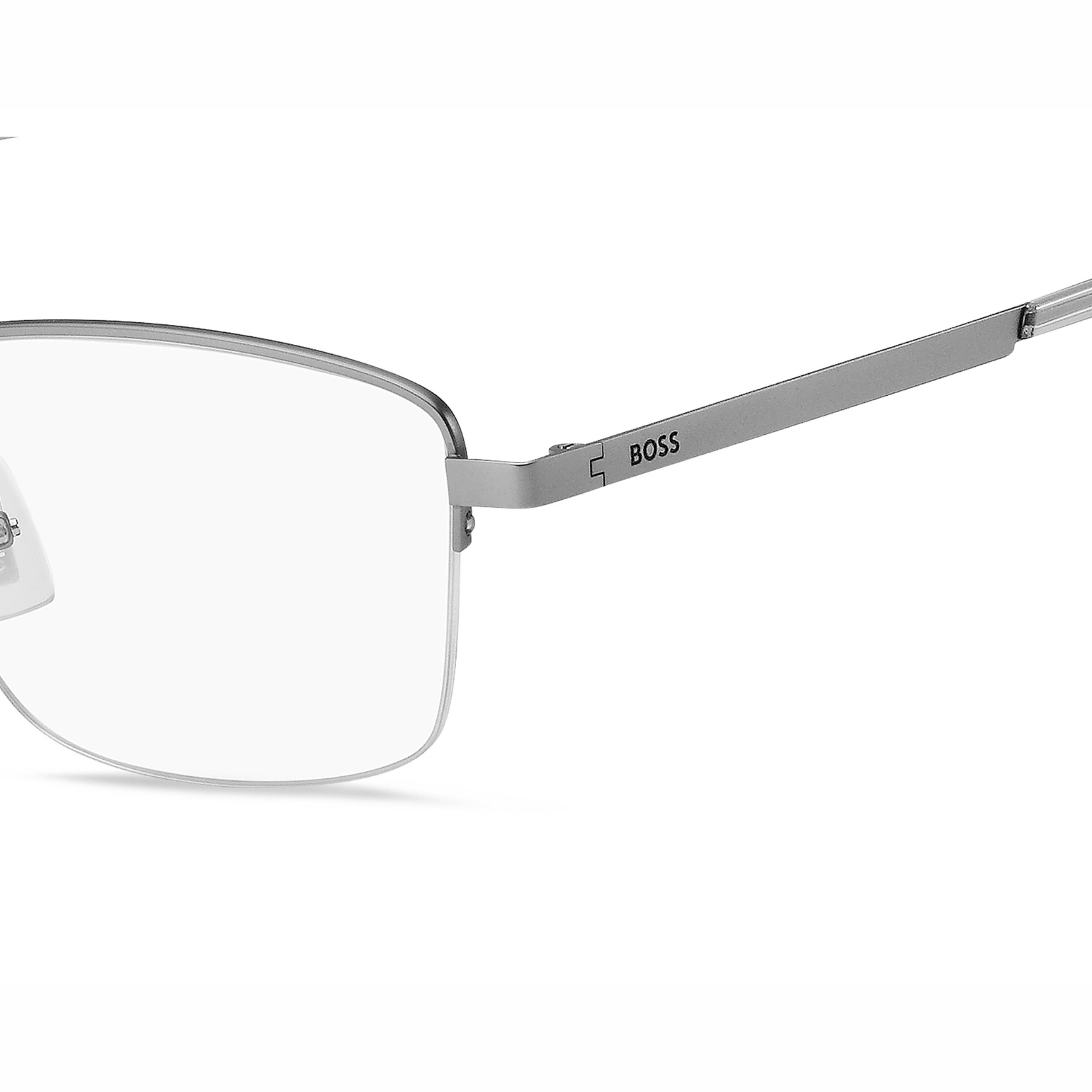 "Boss 1474 half-rim silver metal eyeglass frames, lightweight and elegant online at Optorium."