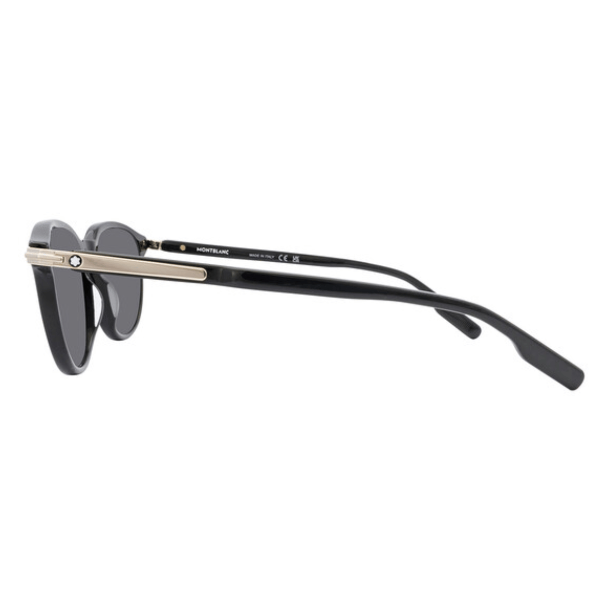 "Find Mont Blanc MB0276S Sunglasses for Men & Women at Optorium. Chic black and gold sunglasses with non-polarized grey lenses for a cool and trendy summer style."
