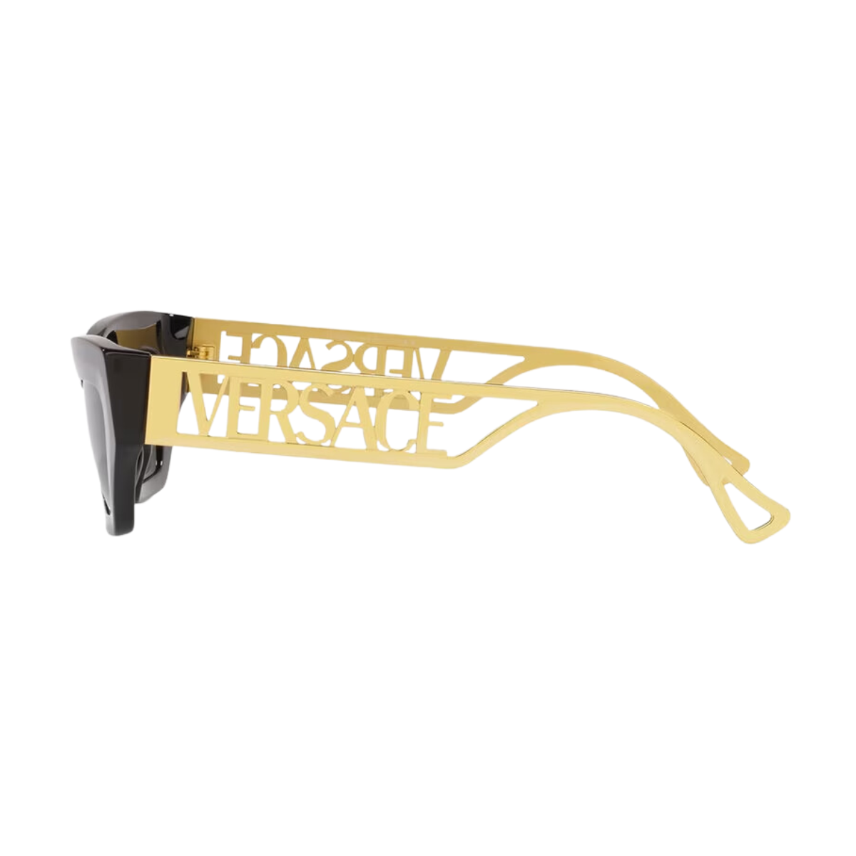"Versace 4432U GB1/87 women's sunglasses: cat eye design, full frame, gold temple accents. Shop the latest luxury eyewear at optorium."