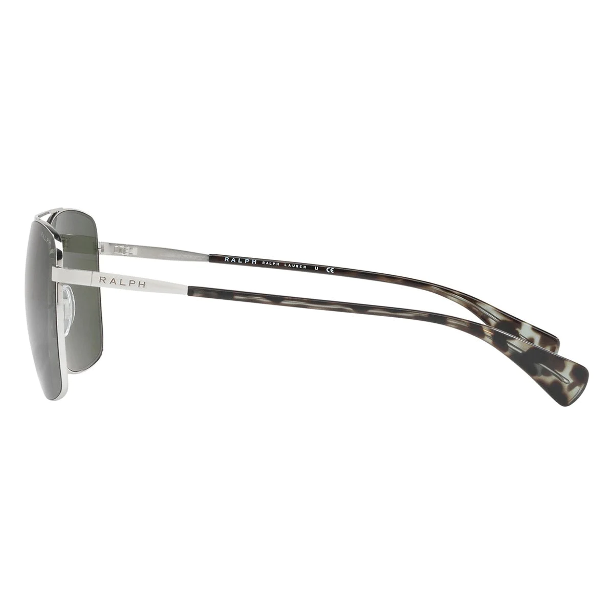 "Ralph Lauren 4121 Aviator Sunglasses for Women at Optorium. Metal frames, green lenses. Fashionable and functional. Silver & black color combo. Upgrade your eyewear collection with Ralph Lauren 4121 sunglasses for women. Shop now at Optorium."