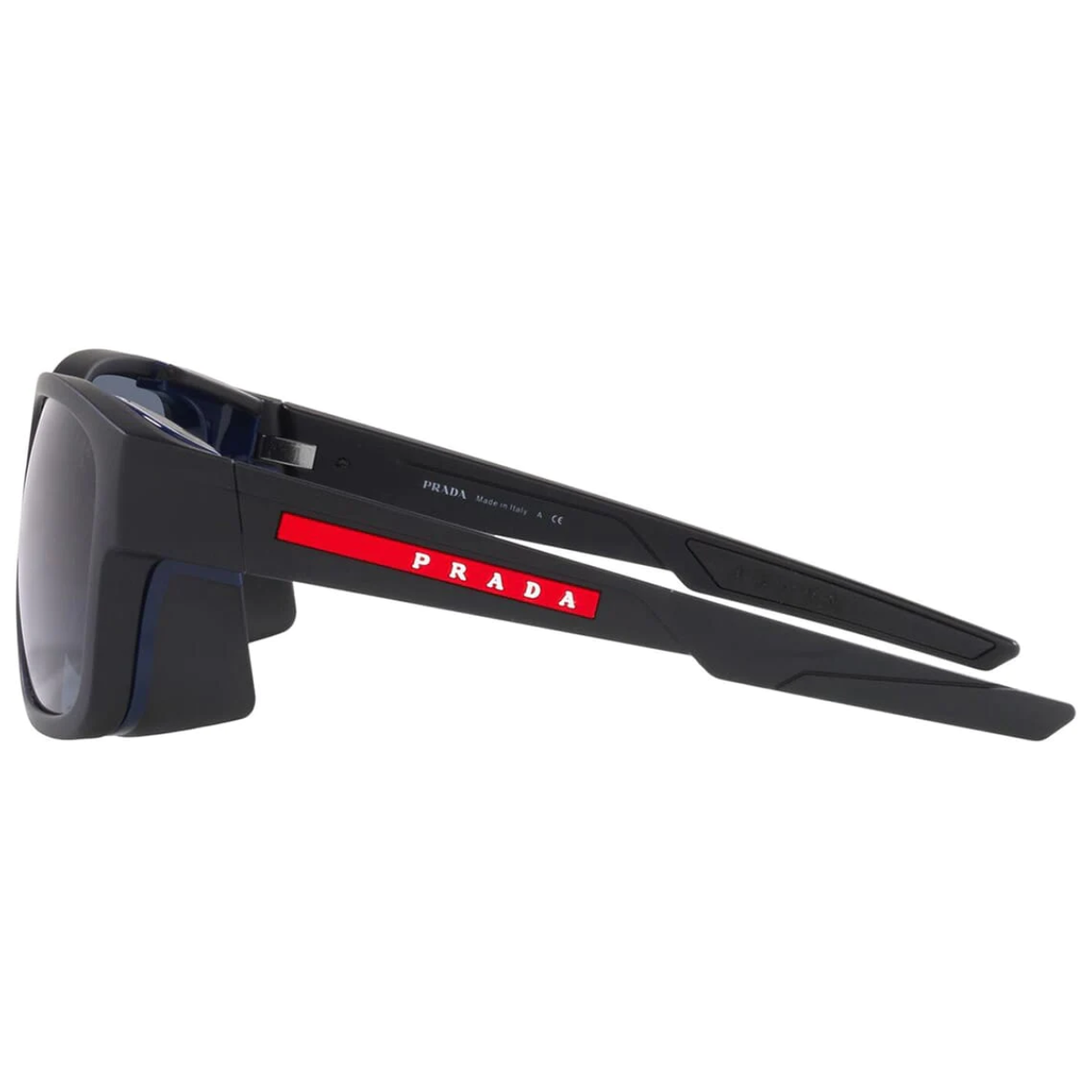 "Upgrade your look with the latest Prada SPS 07WS DG009S sunglasses for men at Optorium. These stylish black rubber rectangle shades with blue lenses are made with high-quality acetate, perfect for elevating your style."