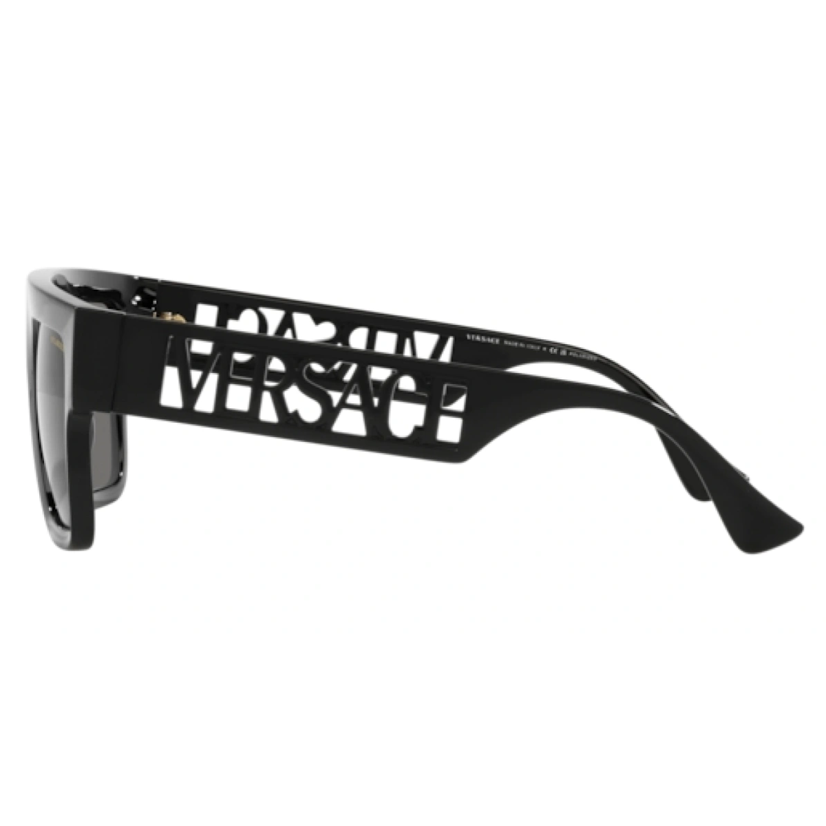 ""Shop the Versace 4361 GB1/87 sunglasses at Optorium. Black and gold frame, grey lenses. Stylish and durable for both men and women at optorium"