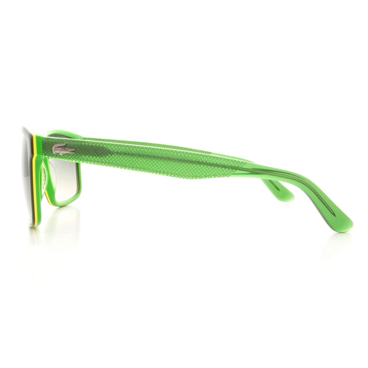 "sunglasses for men and women green frame and block lenses2. Lacoste 705 Square Sunglasses for Men and Women | Optorium - Stylish shades with light grey gradient lens and trendy green temple."