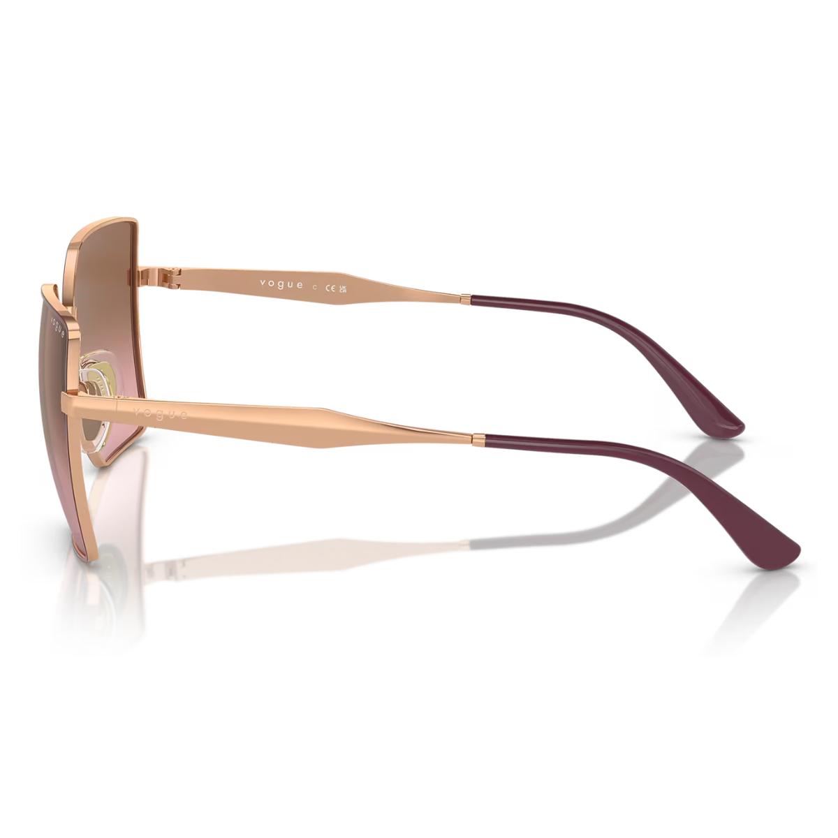 "Vogue 4284 518214 square sunglasses for women rose pink metal frame lightweight fashionable at Optorium"