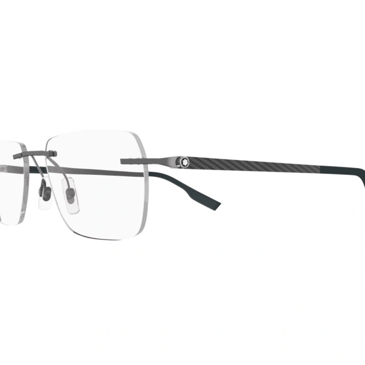 "Mont Blanc MB0185O 003 rimless gunmetal optical frame, ideal for prescription lenses, online at Optorium."