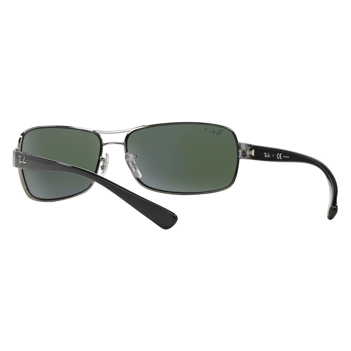 "Discover the perfect blend of style and functionality with the unisex Ray-Ban 3379 sunglasses in gunmetal and green, available now at Optorium."