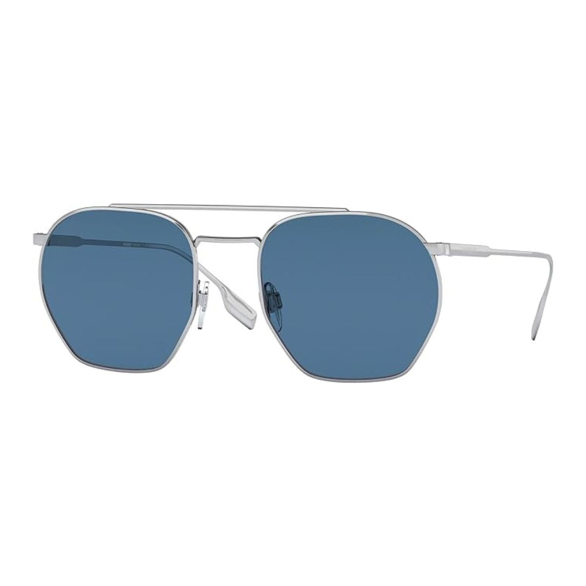 "Close-up of the Burberry 3126 sunglasses for men, showing the intricate detailing on the arms and the Burberry logo, embodying sophistication and style."