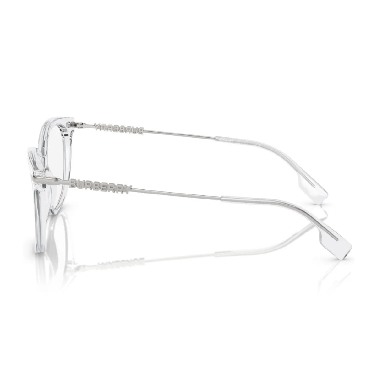 Transparent white Burberry square eyeglasses B 2391 3024 for women, available at Optorium