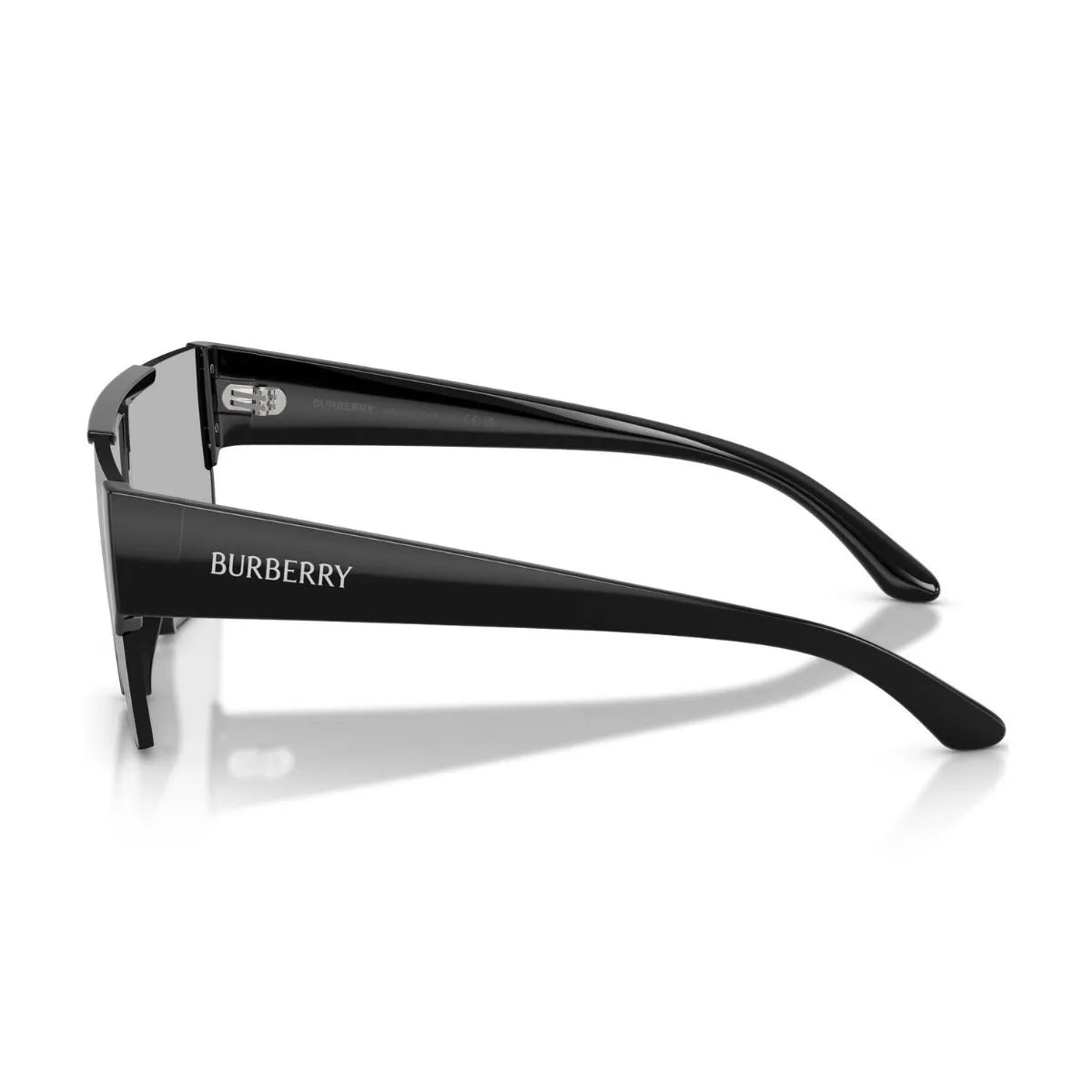 Burberry black square sunglasses worn by model luxury eyewear