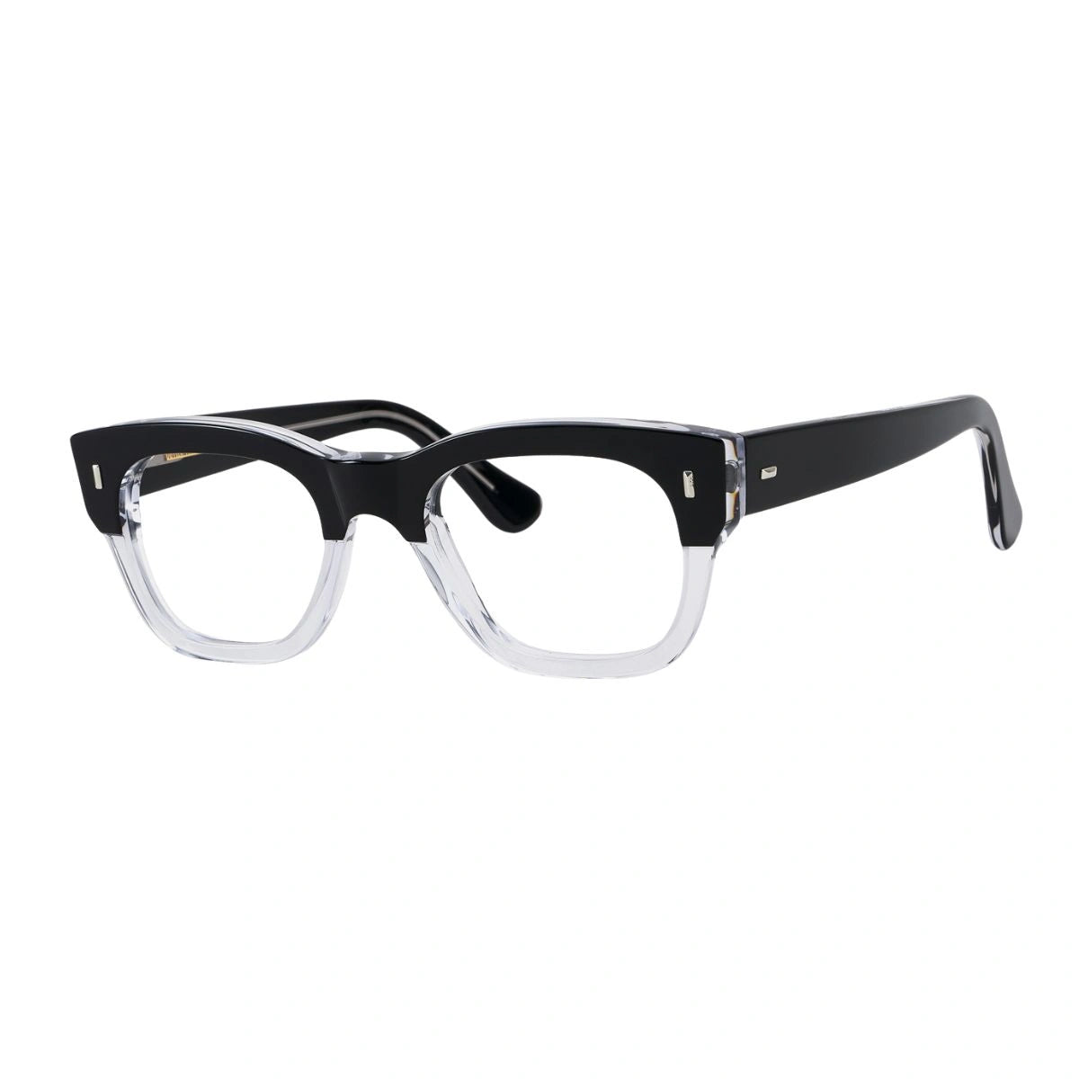 Unisex square eyeglasses black clear frame with solid temples