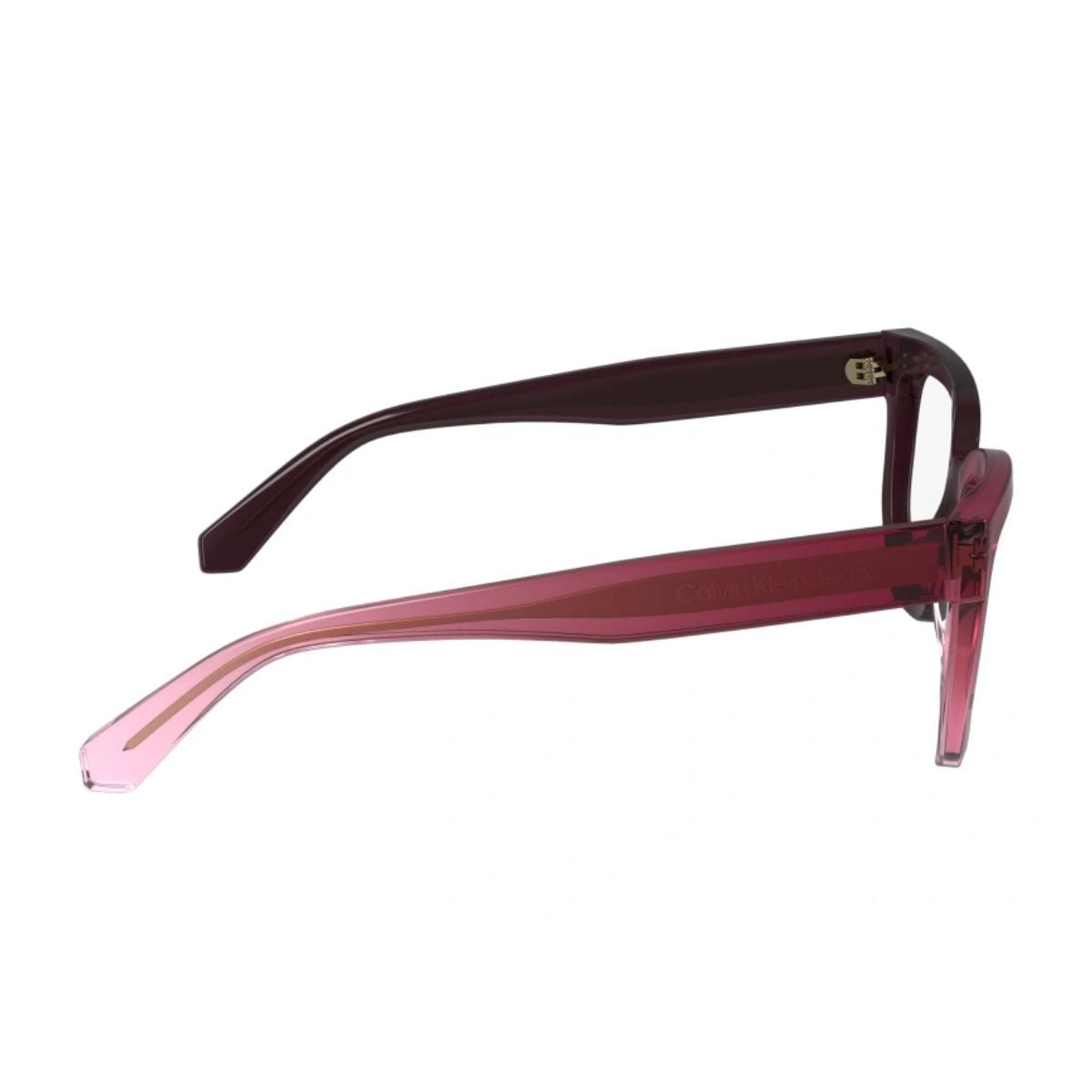 UV reactive Calvin Klein Jeans CKJ24615 602 rectangle eyewear, rose-to-wine frame. Get it online at Optorium.