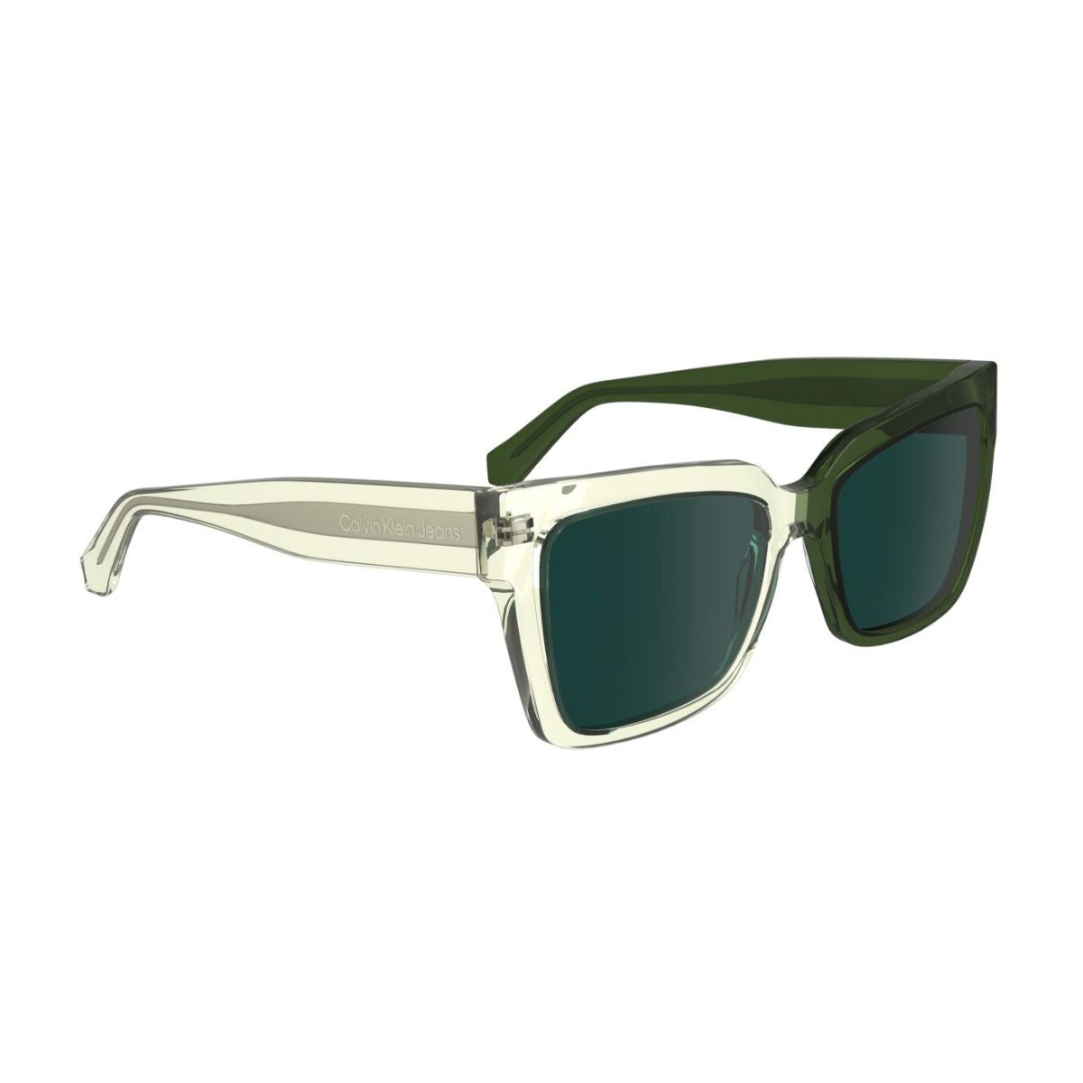 Women's Calvin Klein Jeans 24606S 008 sunglasses, UV reactive crystal-to-green frame design. Buy online at Optorium.