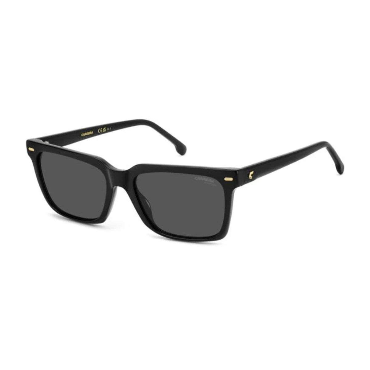 "Stylish Carrera 3056/S-807IR sunglasses featuring a bold black design and sleek grey lenses for everyday wear, shop now at Optorium"