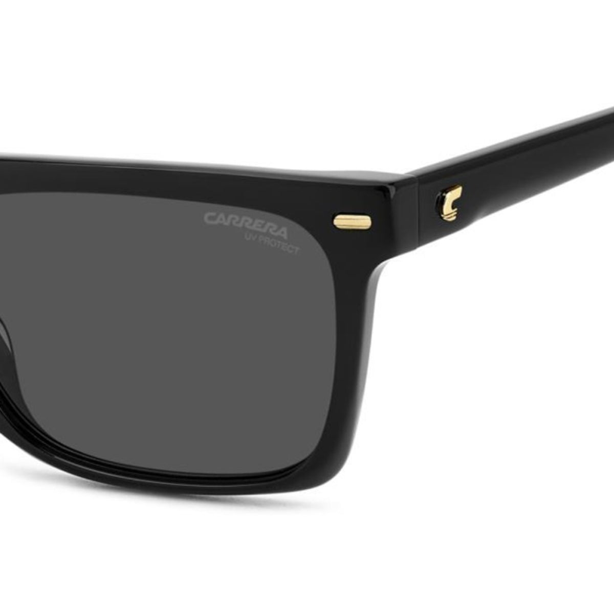 "Carrera Sunglasses 3056/S 807IR with black frame and grey lenses for unisex UV-protected eyewear, shop now at Optorium"