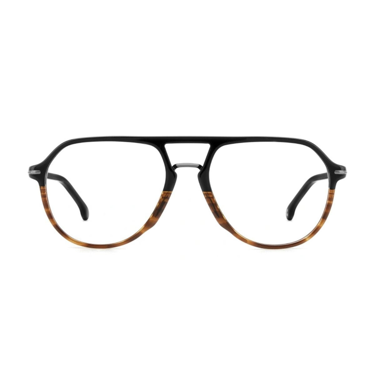 "Carrera 345 37N aviator eyeglasses frame for men, black horn color, stylish design online at Optorium."