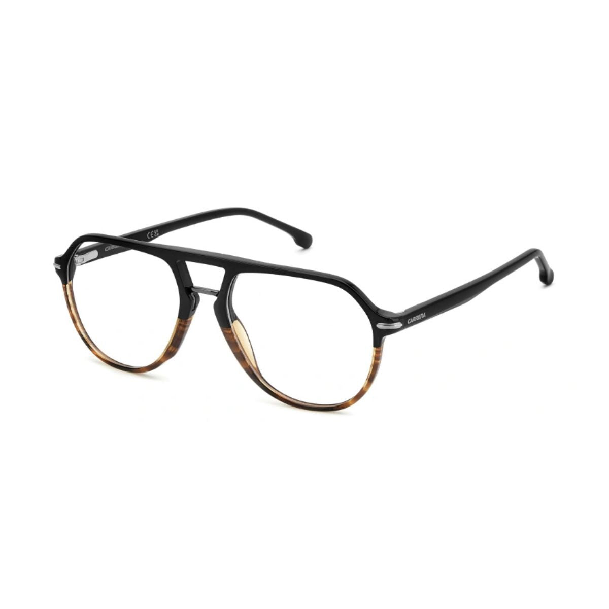 "Lightweight Carrera 345 37N aviator eyeglasses frame, black horn finish for men online at Optorium."