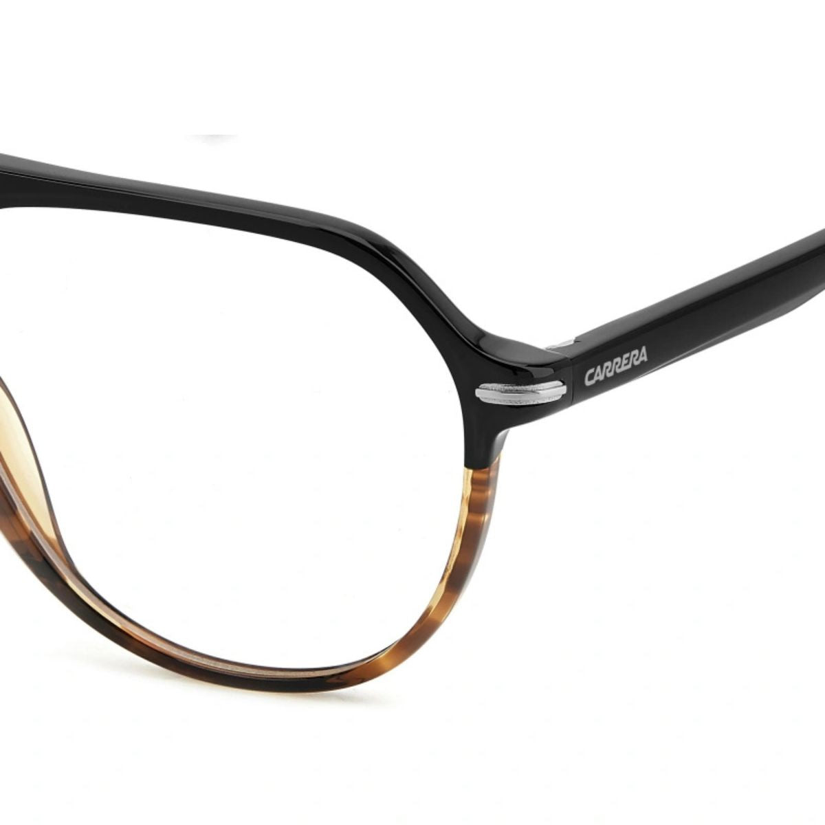 "Carrera 345 37N black horn aviator frame for men, stylish and lightweight design online at Optorium."
