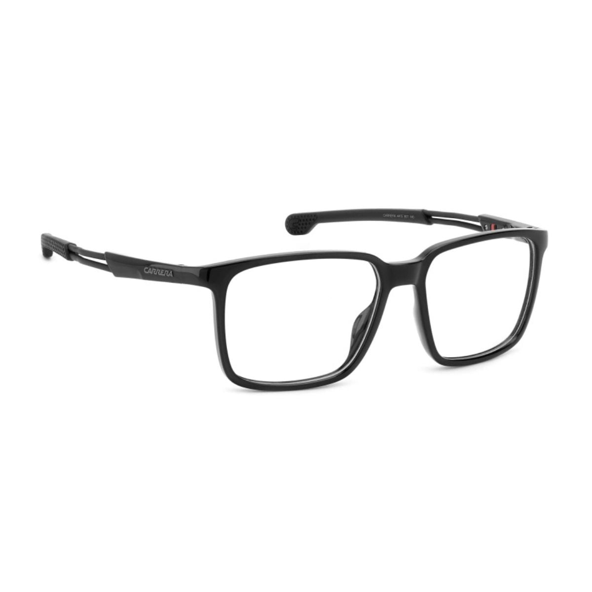 "Men's Carrera 4415 807 black square eyeglasses frame, lightweight design online at Optorium."