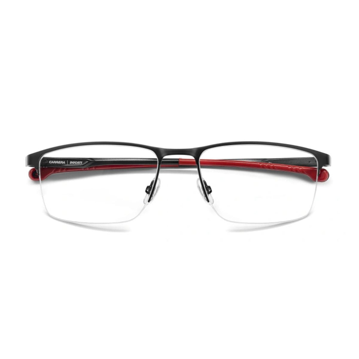 "Carrera Carduc 047 half-rim eyewear frame, lightweight black metal frame online at Optorium."