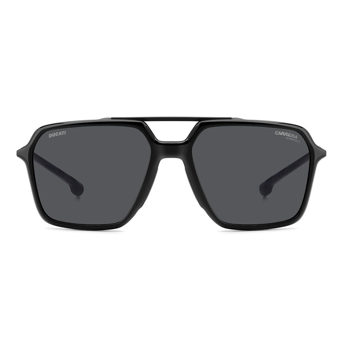 "Carrera Carduc 042/S 807IR men's aviator sunglasses, black frame, UV protection lenses, stylish."