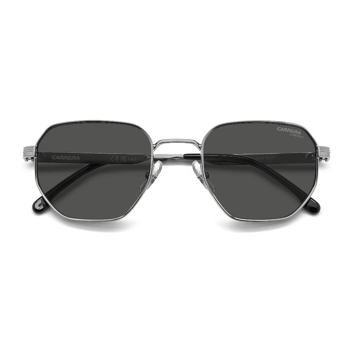 Carrera Sunglasses 380/S 85KIR with UV Protection dark lenses and silver frame at Optorium