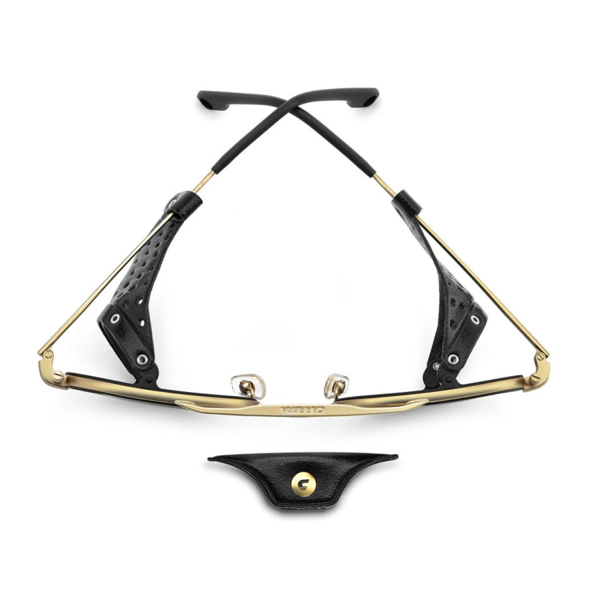 "Carrera C SPORT 05/S AOZQT sunglasses in matte gold, designed for alpine conditions with removable side shields and UV protection at Optorium."
