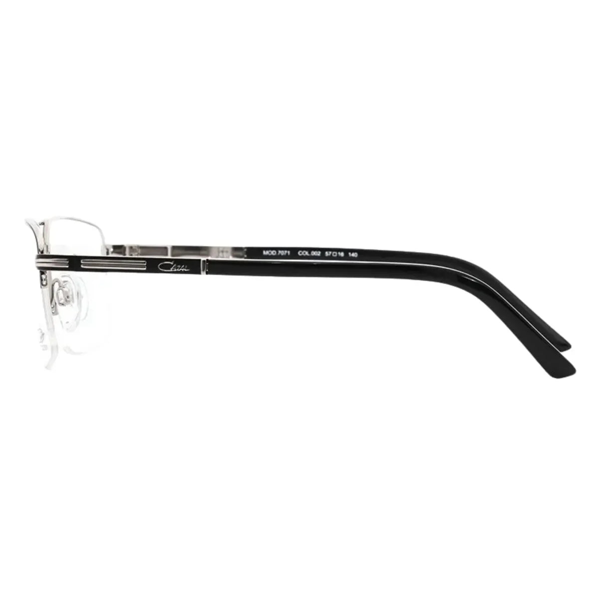 Shop Cazal Frame 7071 002 half rim eyeglasses. Premium Cazal optical glasses with rectangle shape in titanium available at optorium.