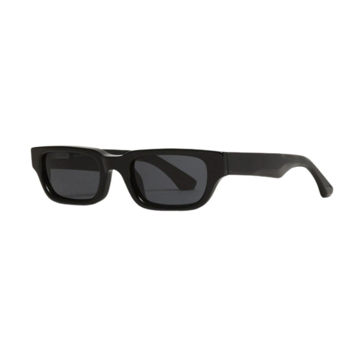 "Sleek rectangular frame Chimi Core 10 black sunglasses with grey lenses, at Optorium."