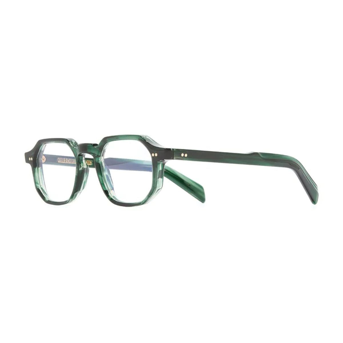 "Stylish Cutler & Gross GR11 03 round eyeglasses frame in dark green, online at Optorium."