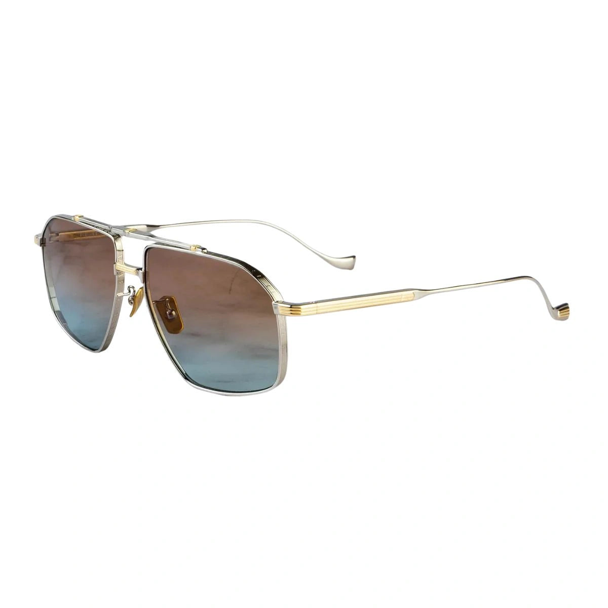 Cutler & Gross silver pale gold frame brown blue lens sunglasses CGST 1424 03 at Optorium