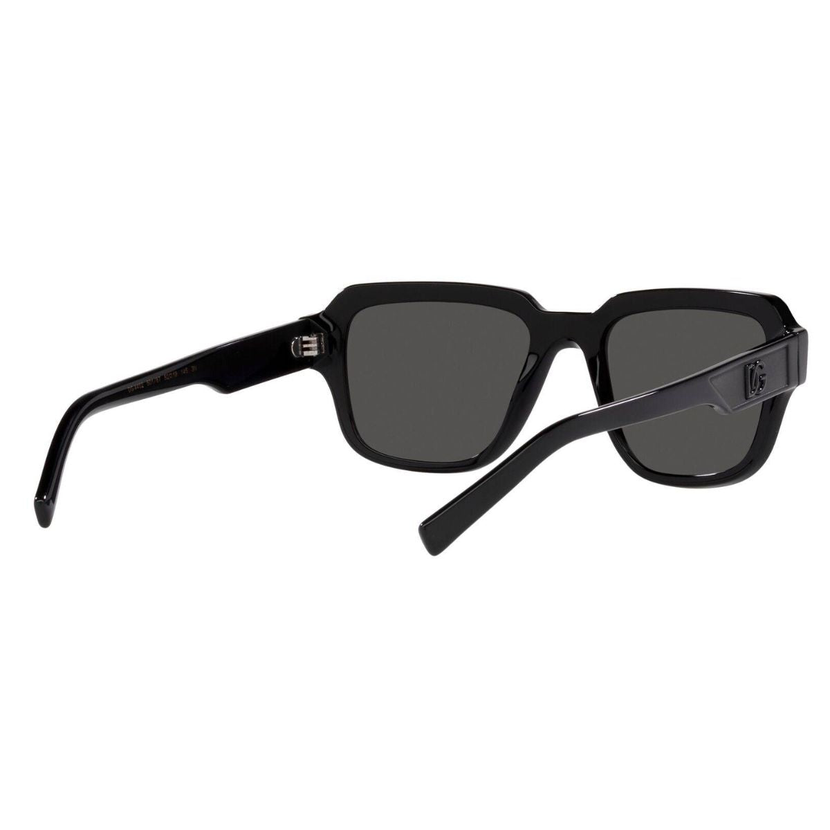 "Discover the sleek black and grey square-shaped design of Dolce & Gabbana DG4402 501/87 sunglasses."
