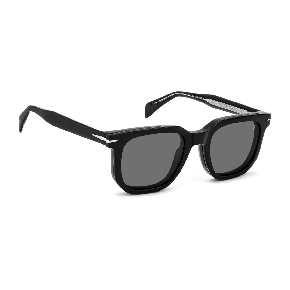 David Beckham DB 7143 clip-on optical frame with square acetate design, polarized clip-on grey lens, ideal for men and women prescription eyewear – optorium.