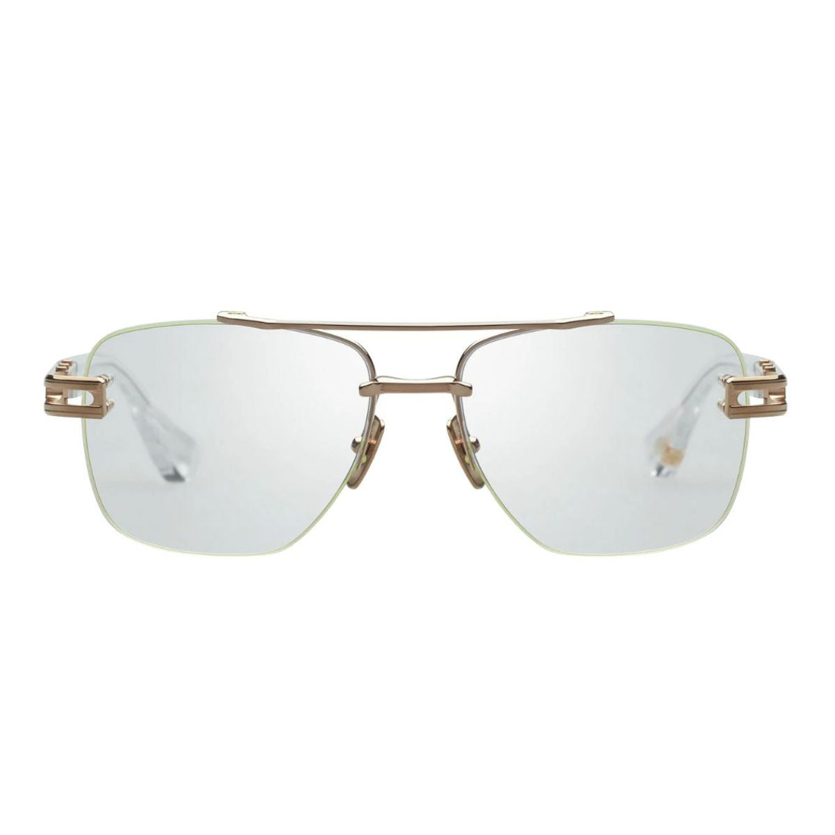 "Dita Grand Evo RX Frame DTX146 A02 gold color square eyewear, lightweight and stylish for men & women, available online at Optorium."