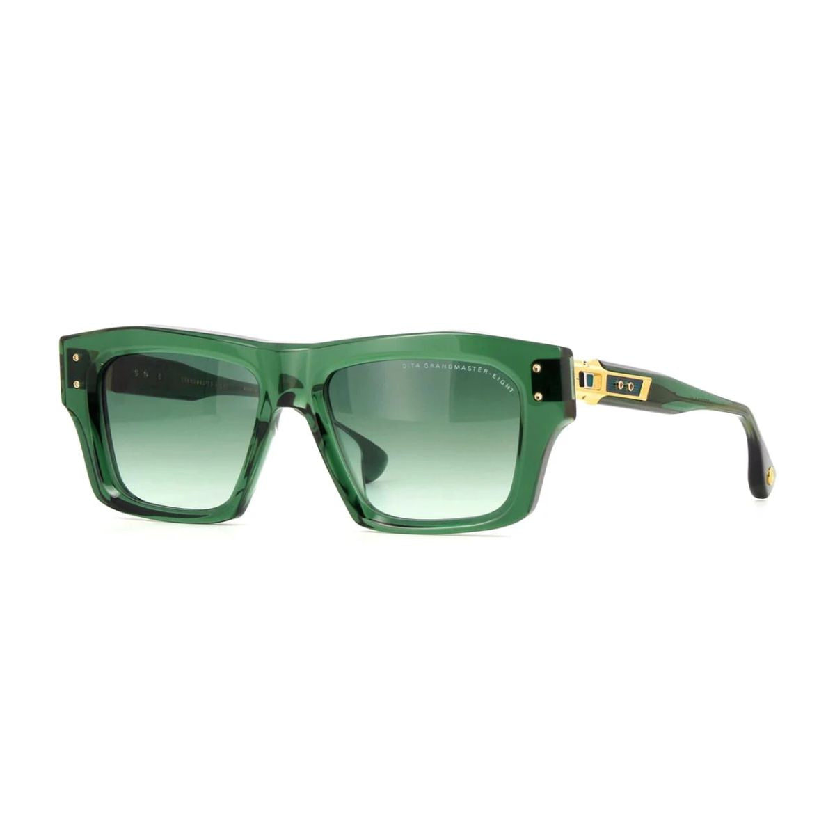 Luxury Dita Grandmaster Eight DTS458 A02 men's sunglasses, featuring a cadmium green gradient lens and bold square frame – buy online at Optorium.