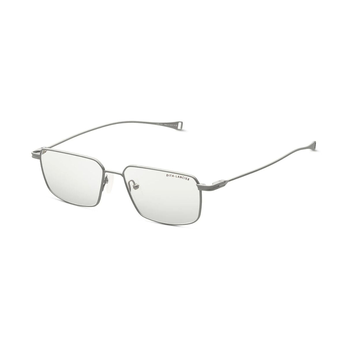 "Men's rectangular optical frame in gunmetal, Dita Lancier DLX114-A-02, lightweight and sleek, online at Optorium."
