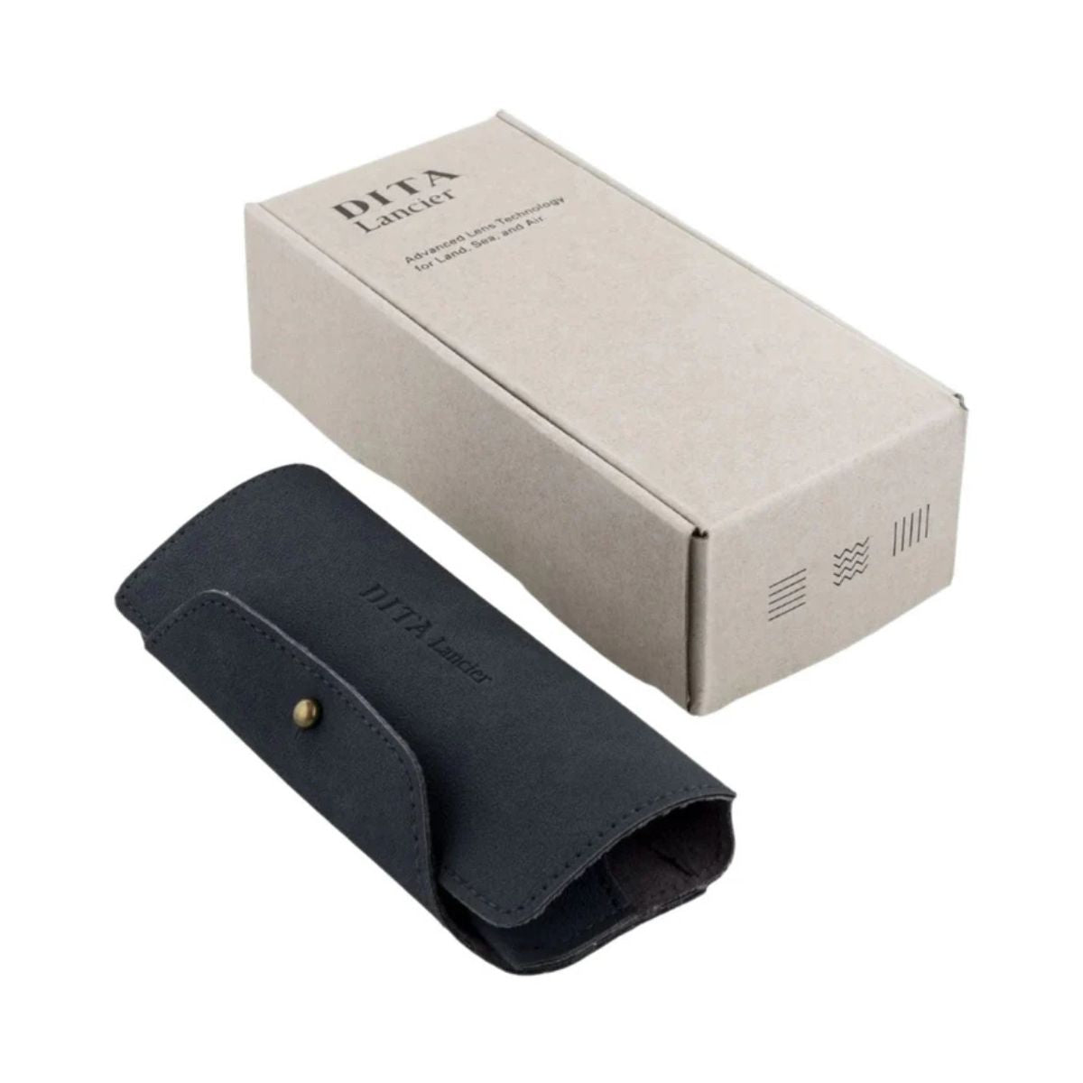"Stylish Dita Lancier DLX426-A-04 square frame in navy blue and gunmetal, online at Optorium."